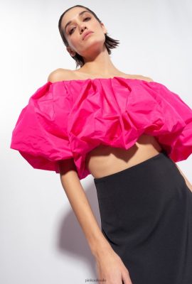 Top | Pinko Taffeta crop top FUCHSIA PURPLE FTB64L393 Pinko Bags Uk